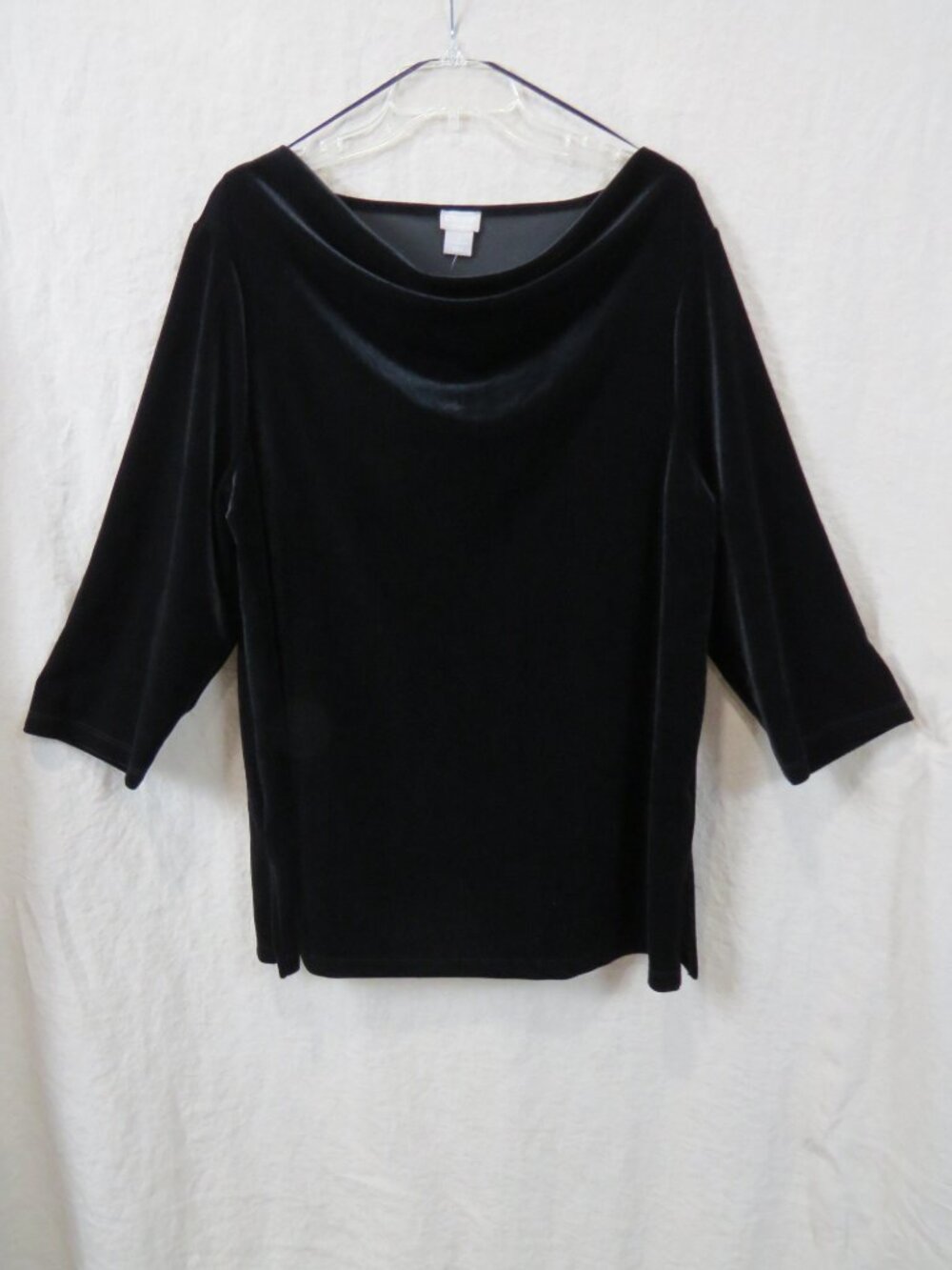 NEW Chico's Travelers Velvet Drape Neck Tunic Top SIZE 3 (16/18) Black